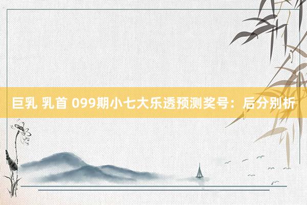 巨乳 乳首 099期小七大乐透预测奖号：后分别析