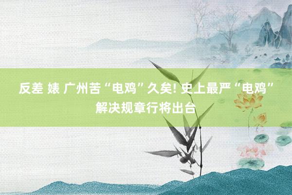 反差 婊 广州苦“电鸡”久矣! 史上最严“电鸡”解决规章行将出台