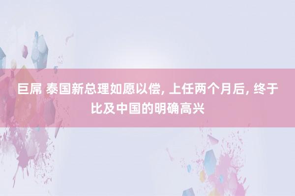 巨屌 泰国新总理如愿以偿， 上任两个月后， 终于比及中国的明确高兴