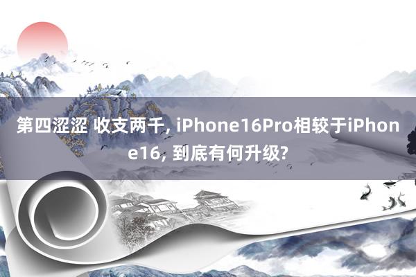 第四涩涩 收支两千， iPhone16Pro相较于iPhone16， 到底有何升级?