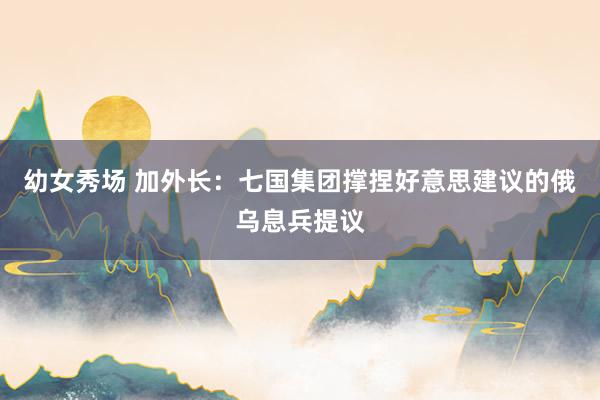 幼女秀场 加外长：七国集团撑捏好意思建议的俄乌息兵提议